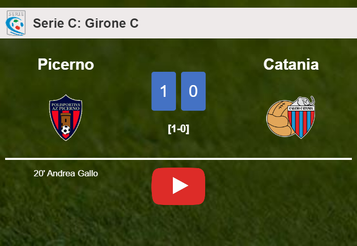 Picerno conquers Catania 1-0 with a goal scored by A. Gallo. HIGHLIGHTS