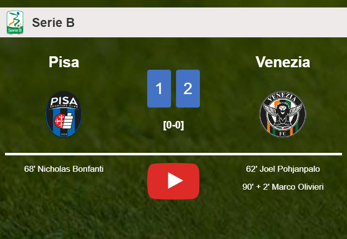 Venezia clutches a 2-1 win against Pisa. HIGHLIGHTS