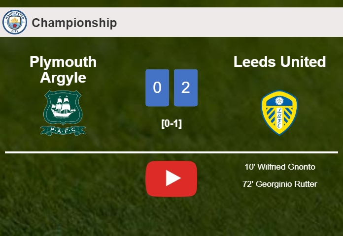 Leeds United defeated Plymouth Argyle with a 2-0 win. HIGHLIGHTS