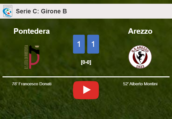 Pontedera and Arezzo draw 1-1 on Friday. HIGHLIGHTS