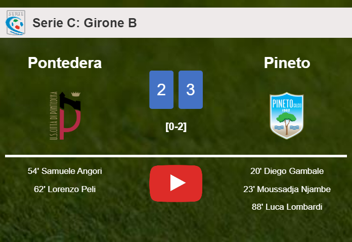 Pineto defeats Pontedera 3-2. HIGHLIGHTS