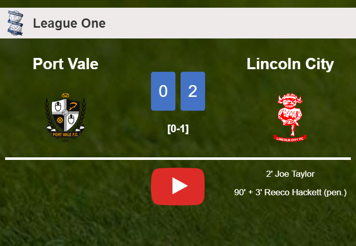 Lincoln City defeated Port Vale with a 2-0 win. HIGHLIGHTS