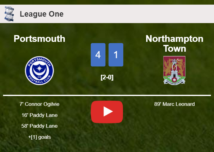 Portsmouth wipes out Northampton Town 4-1 showing huge dominance. HIGHLIGHTS