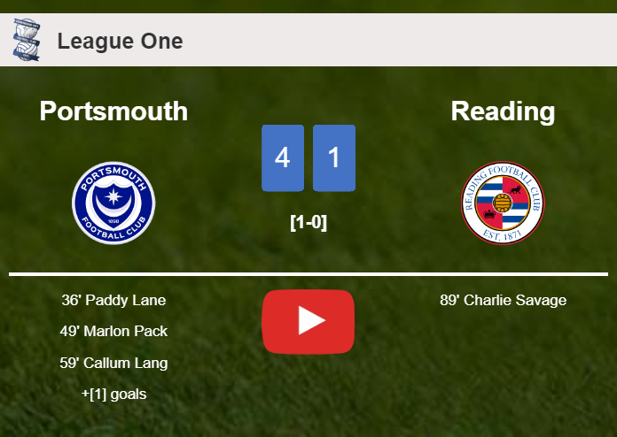 Portsmouth crushes Reading 4-1 . HIGHLIGHTS