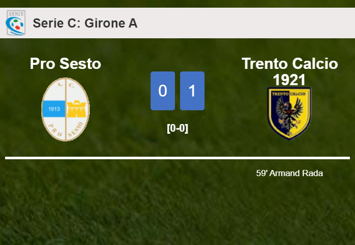 Trento Calcio 1921 tops Pro Sesto 1-0 with a goal scored by A. Rada