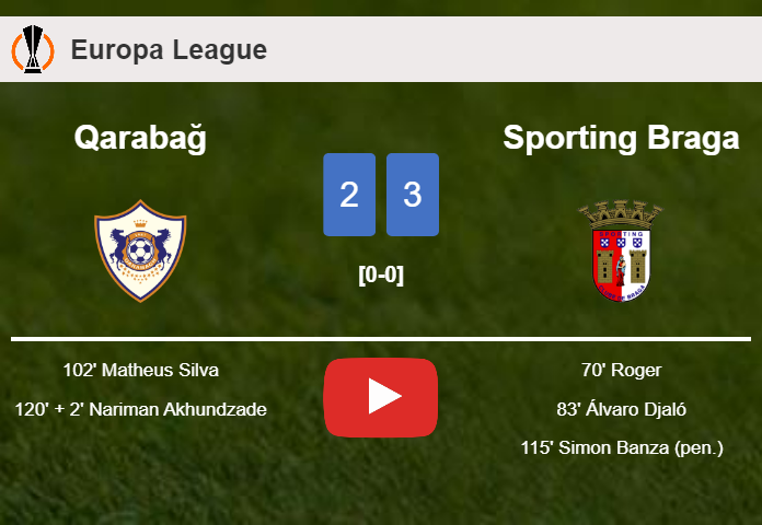 Sporting Braga defeats Qarabağ 3-2. HIGHLIGHTS