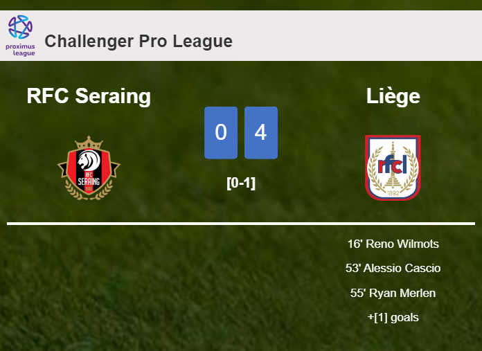 Liège tops RFC Seraing 4-0 after playing a incredible match