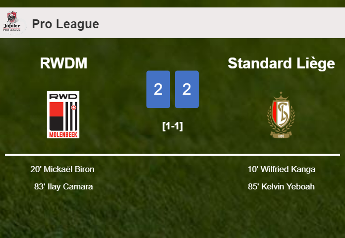 RWDM and Standard Liège draw 2-2 on Saturday