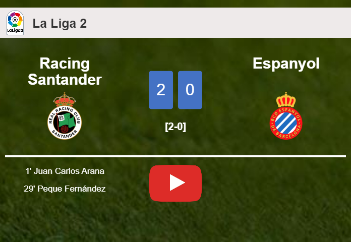 Racing Santander overcomes Espanyol 2-0 on Saturday. HIGHLIGHTS