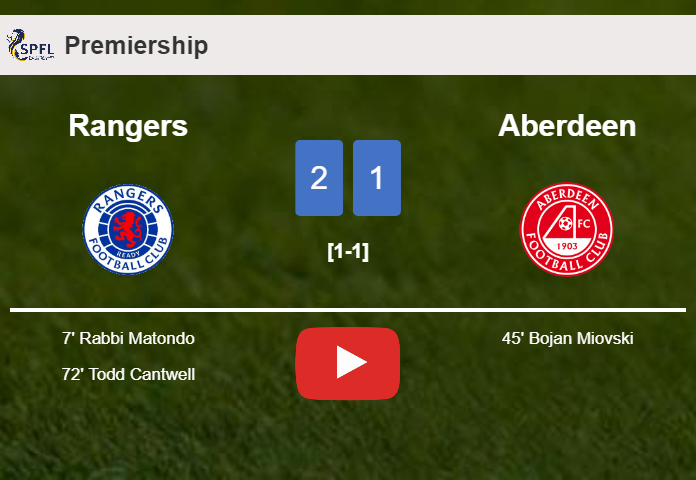 Rangers conquers Aberdeen 2-1. HIGHLIGHTS