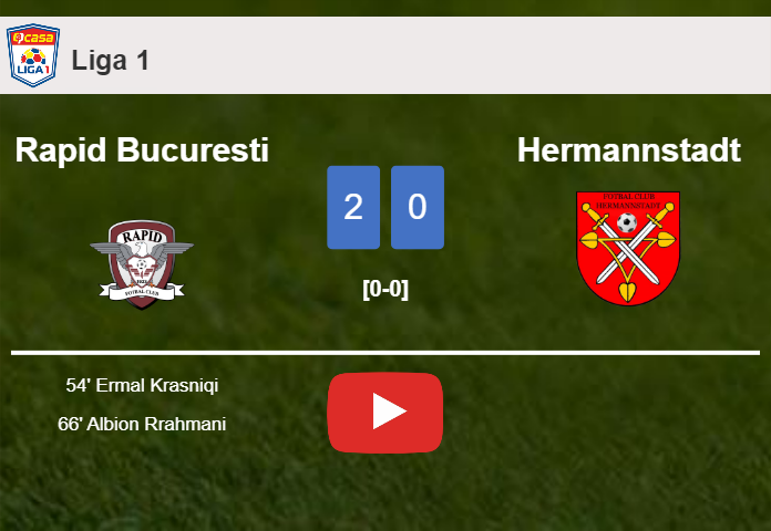 Rapid Bucuresti tops Hermannstadt 2-0 on Friday. HIGHLIGHTS