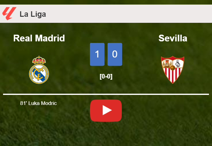 Real Madrid prevails over Sevilla 1-0 with a goal scored by L. Modric . HIGHLIGHTS