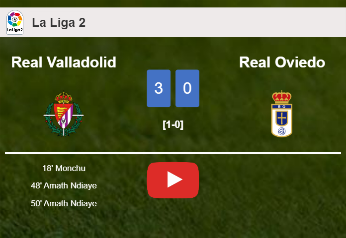 Real Valladolid demolishes Real Oviedo with 2 goals from A. Ndiaye. HIGHLIGHTS