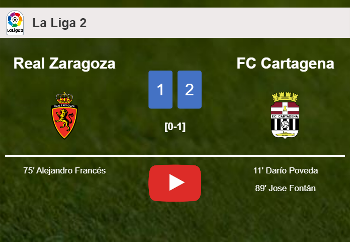 FC Cartagena clutches a 2-1 win against Real Zaragoza. HIGHLIGHTS