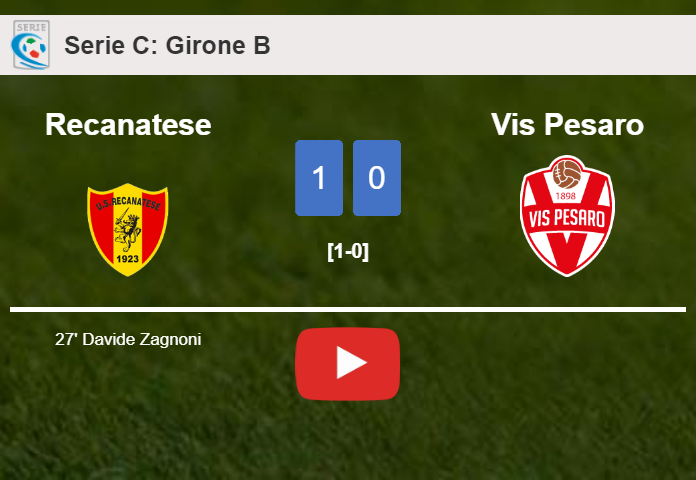 Recanatese overcomes Vis Pesaro 1-0 with a late and unfortunate own goal from D. Zagnoni. HIGHLIGHTS