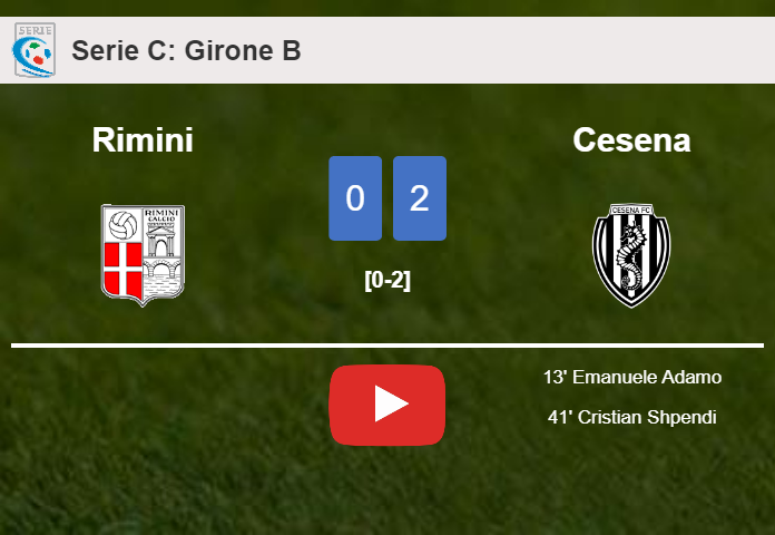 Cesena defeated Rimini with a 2-0 win. HIGHLIGHTS