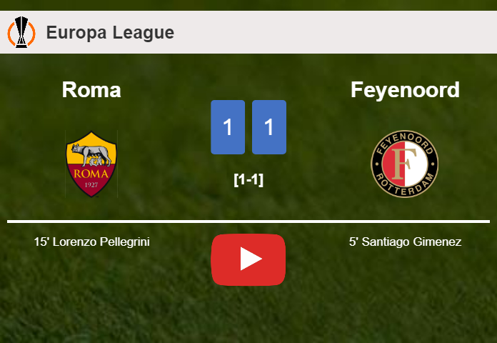 Roma and Feyenoord draw 1-1 on Thursday. HIGHLIGHTS