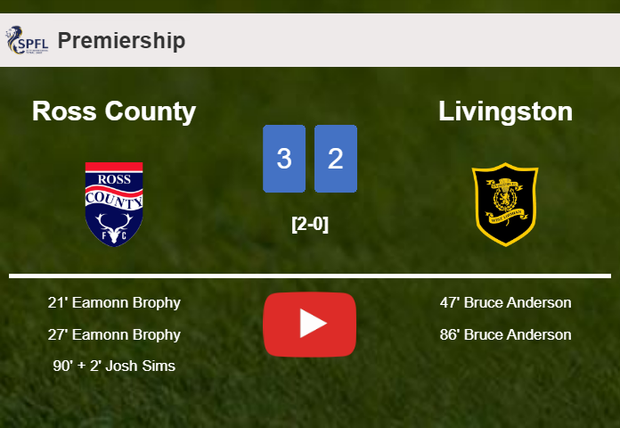 Ross County beats Livingston 3-2. HIGHLIGHTS