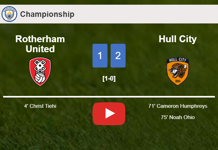 Hull City recovers a 0-1 deficit to conquer Rotherham United 2-1. HIGHLIGHTS