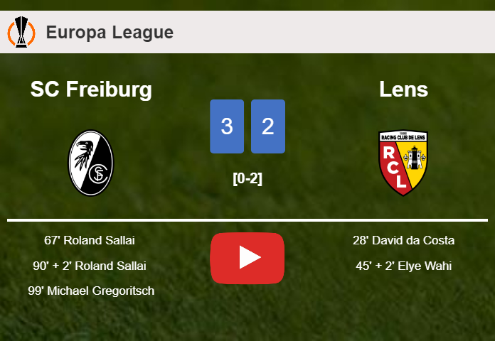 SC Freiburg conquers Lens after recovering from a 0-2 deficit. HIGHLIGHTS