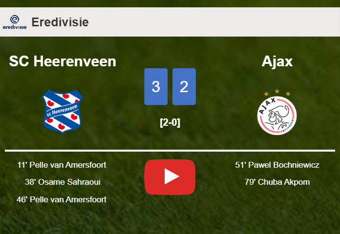 SC Heerenveen beats Ajax 3-2 with 2 goals from P. van. HIGHLIGHTS