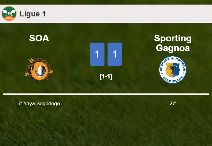 SOA and Sporting Gagnoa draw 1-1 on Saturday