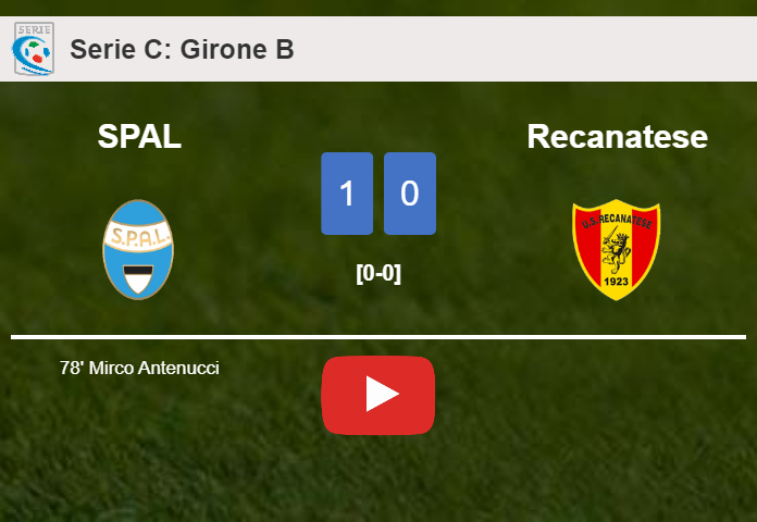 SPAL prevails over Recanatese 1-0 with a goal scored by M. Antenucci. HIGHLIGHTS