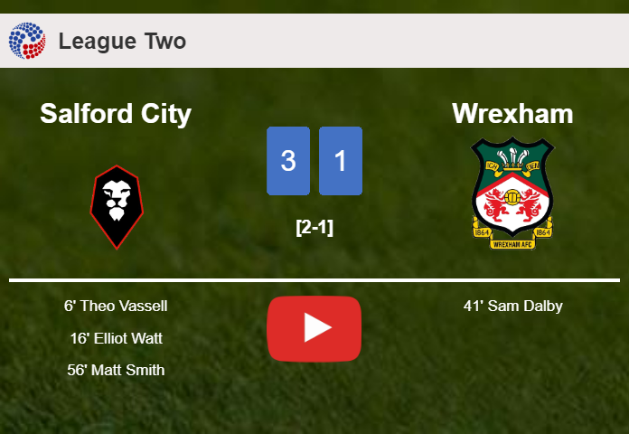 Salford City overcomes Wrexham 3-1. HIGHLIGHTS