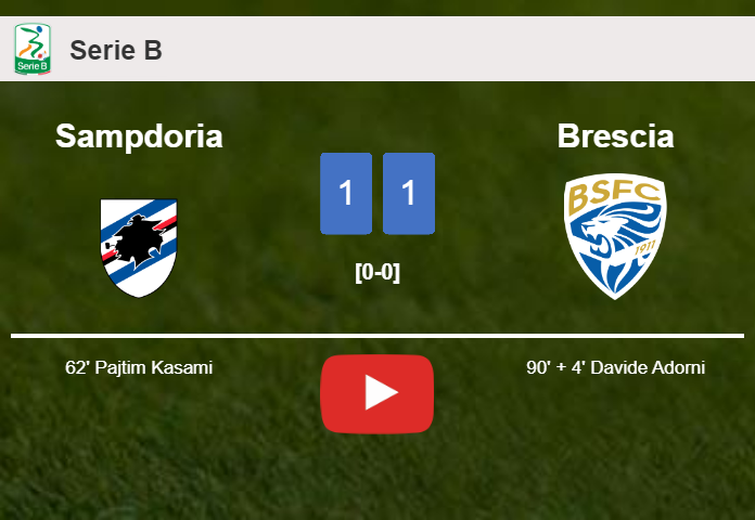 Brescia grabs a draw against Sampdoria. HIGHLIGHTS