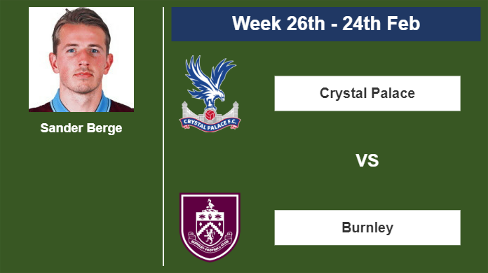 FANTASY PREMIER LEAGUE. Sander Berge statistics before the match against Crystal Palace on Saturday 24th of February for the 26th week.