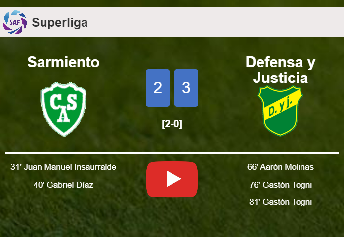 Defensa y Justicia conquers Sarmiento after recovering from a 2-0 deficit. HIGHLIGHTS