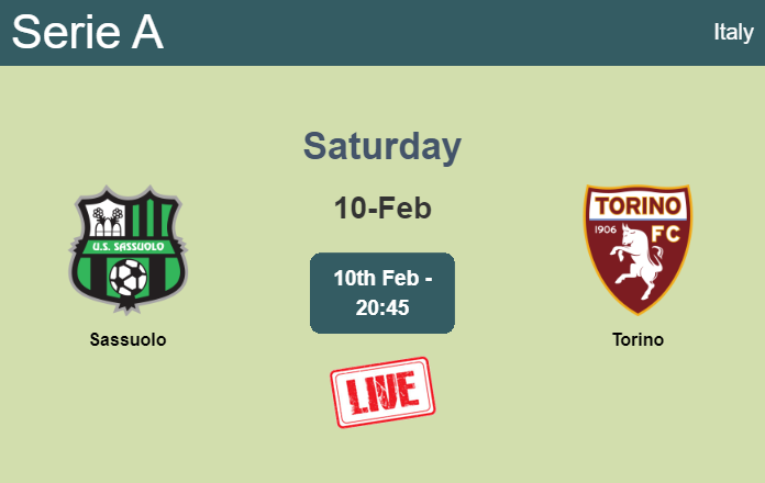 How to watch Sassuolo vs. Torino on live stream and at what time