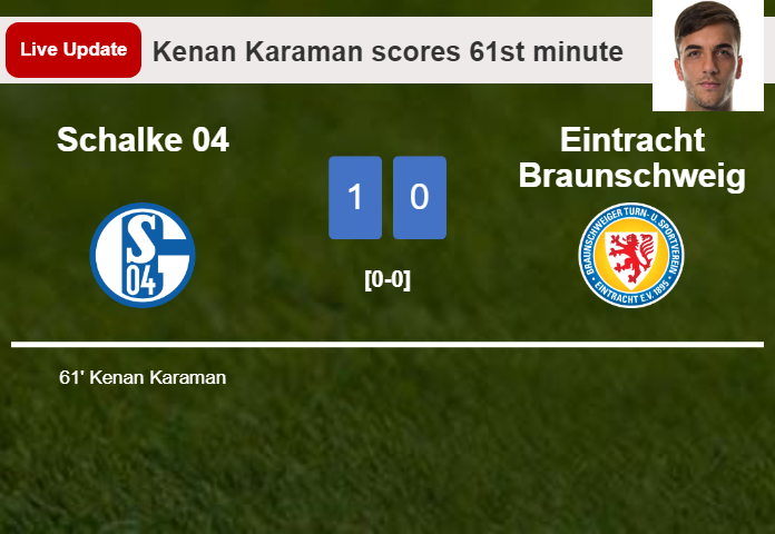 LIVE UPDATES. Schalke 04 leads Eintracht Braunschweig 1-0 after Kenan Karaman scored in the 61st minute