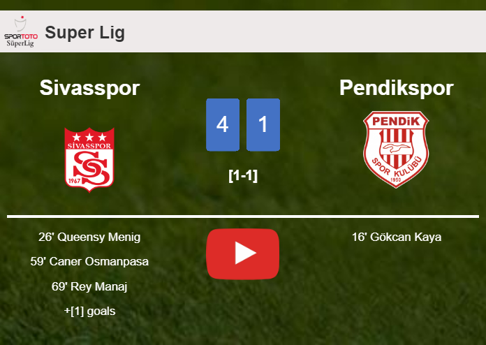 Sivasspor annihilates Pendikspor 4-1 with a superb match. HIGHLIGHTS