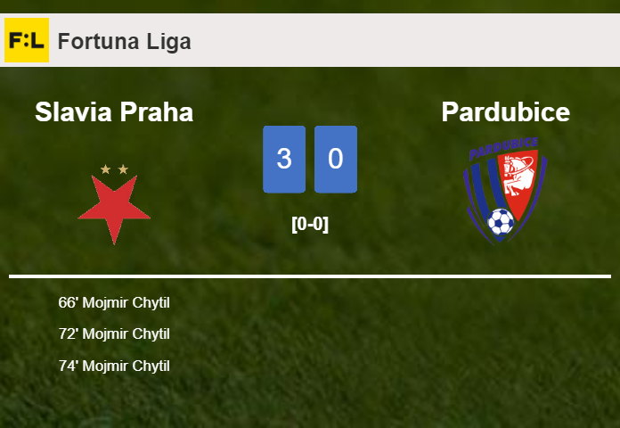 Slavia Praha demolishes Pardubice with 3 goals from M. Chytil