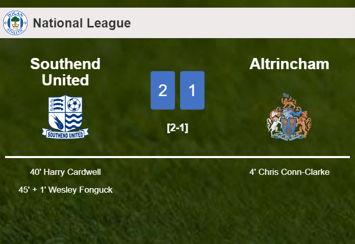 Southend United recovers a 0-1 deficit to defeat Altrincham 2-1