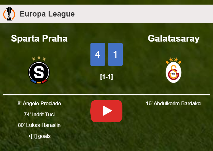 Sparta Praha liquidates Galatasaray 4-1 with a great performance. HIGHLIGHTS