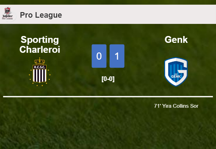 Genk tops Sporting Charleroi 1-0 with a goal scored by Y. Collins