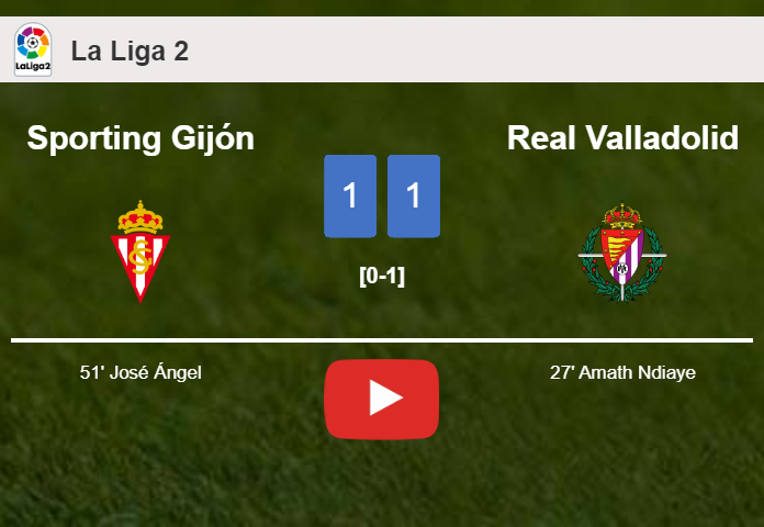 Sporting Gijón and Real Valladolid draw 1-1 on Saturday. HIGHLIGHTS