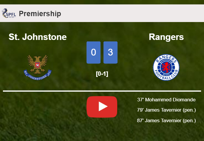 Rangers obliterates St. Johnstone with 2 goals from J. Tavernier. HIGHLIGHTS