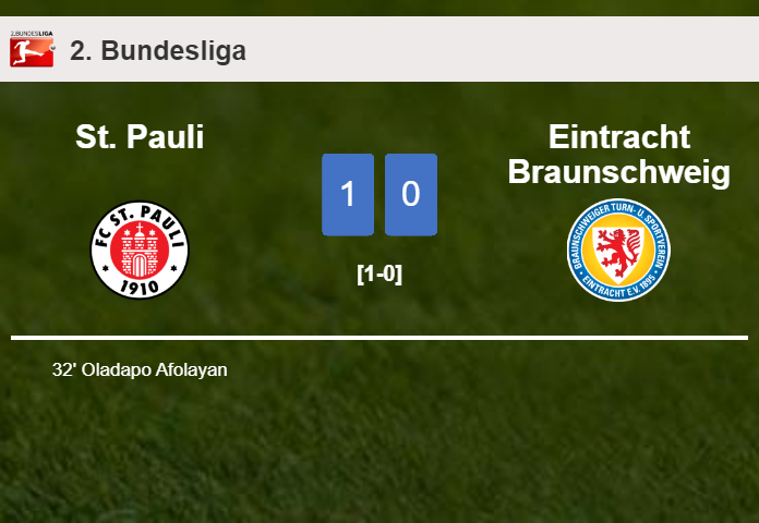 St. Pauli beats Eintracht Braunschweig 1-0 with a goal scored by O. Afolayan