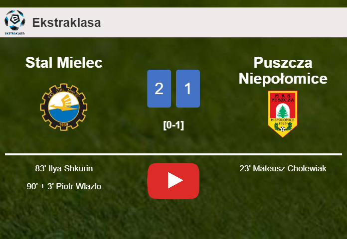 Stal Mielec recovers a 0-1 deficit to defeat Puszcza Niepołomice 2-1. HIGHLIGHTS