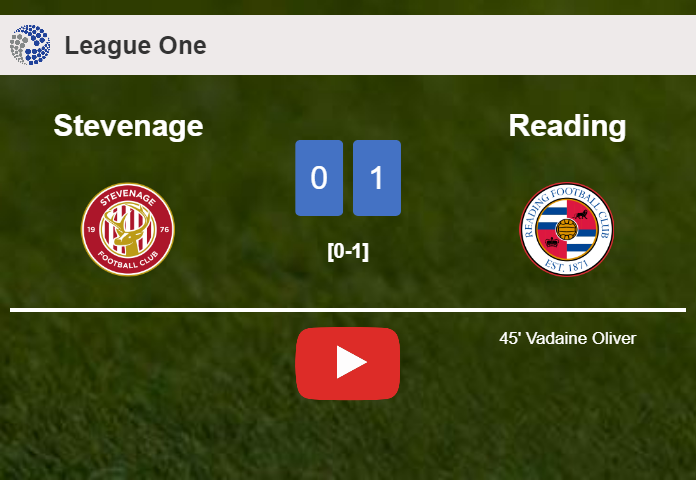 Reading overcomes Stevenage 1-0 with a late and unfortunate own goal from V. Oliver. HIGHLIGHTS