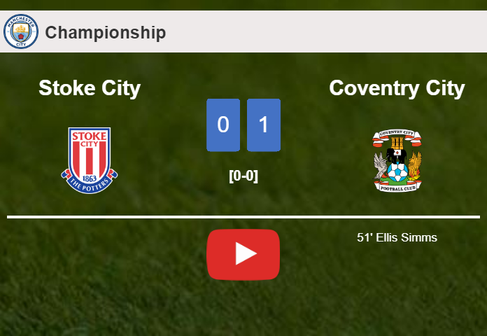 Coventry City defeats Stoke City 1-0 with a goal scored by E. Simms. HIGHLIGHTS