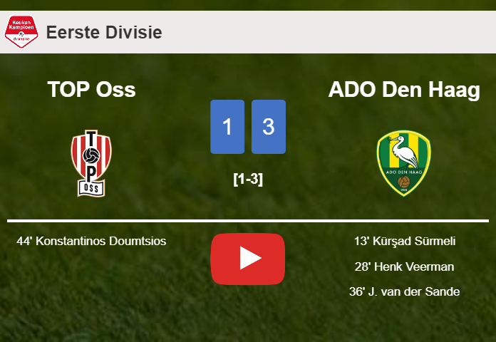 ADO Den Haag prevails over TOP Oss 3-1. HIGHLIGHTS