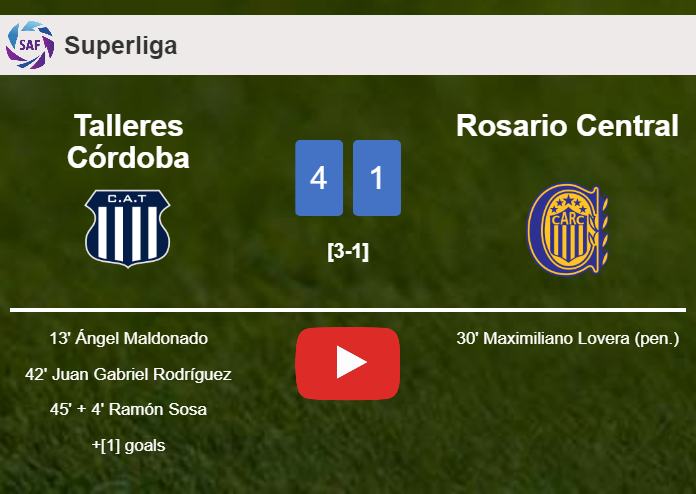 Talleres Córdoba annihilates Rosario Central 4-1 after playing a great match. HIGHLIGHTS
