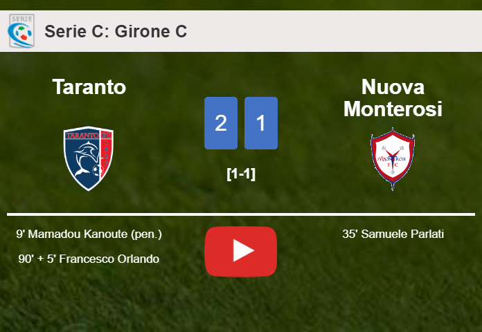 Taranto grabs a 2-1 win against Nuova Monterosi. HIGHLIGHTS