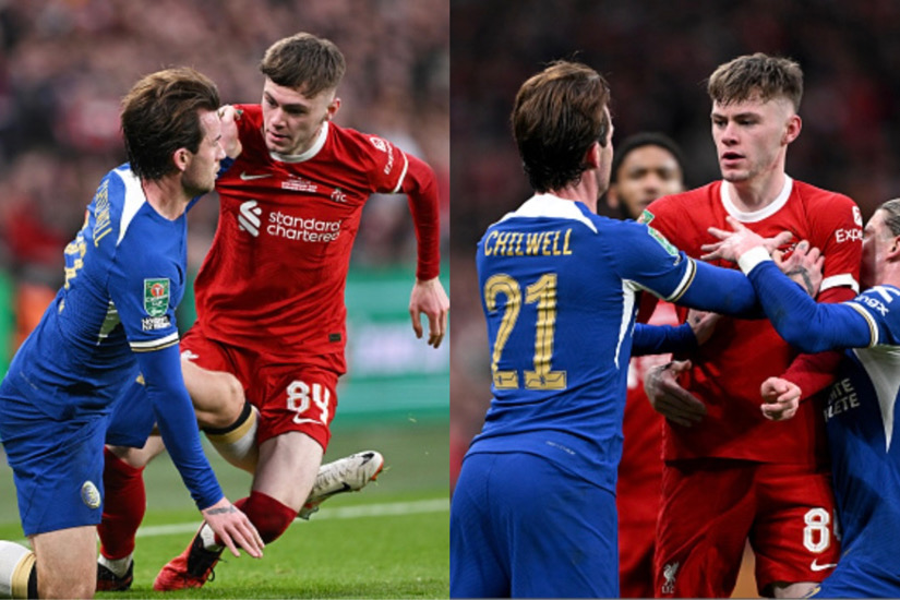 Tempers Flare Between Ben Chilwell And Conor Bradley In Carabao Cup Final Clash