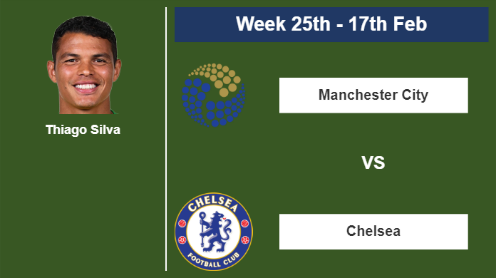FANTASY PREMIER LEAGUE. Thiago Silva stats before competing vs Manchester City on Saturday 17th of February for the 25th week.