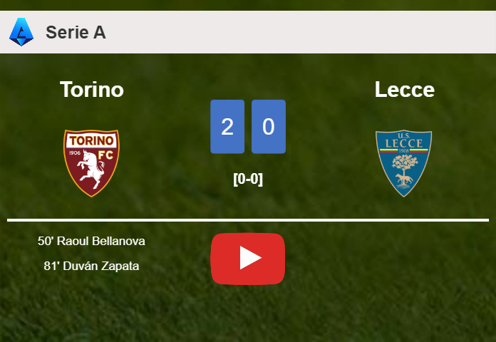 Torino defeats Lecce 2-0 on Friday. HIGHLIGHTS